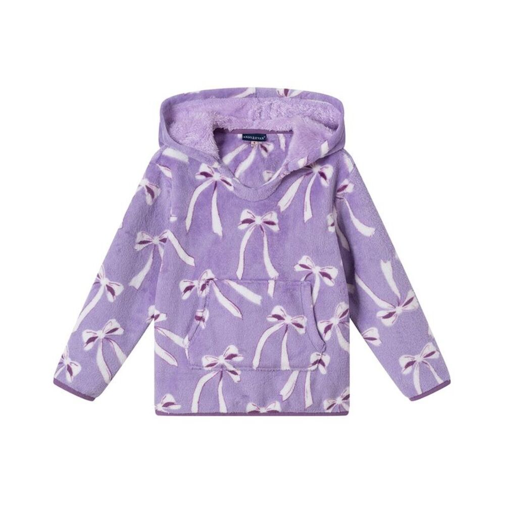 Andy & Evan Girls  Bow Plush Hoodie, Purple